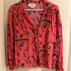 ba&sh Pink and Orange Patterned Blouse